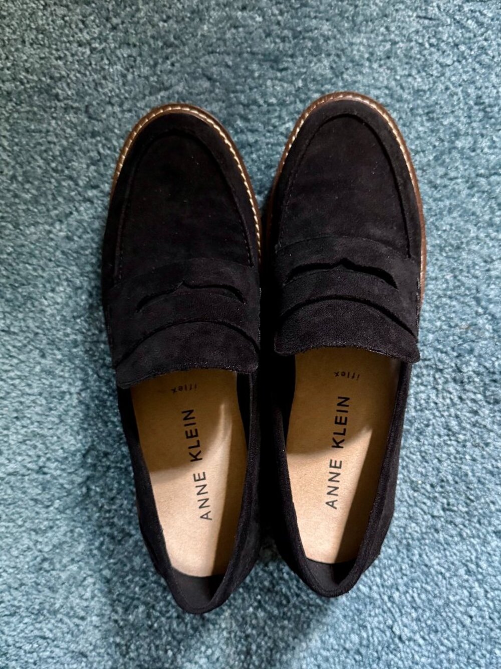 Anne Klein Emmy Lou Black Suede Loafer